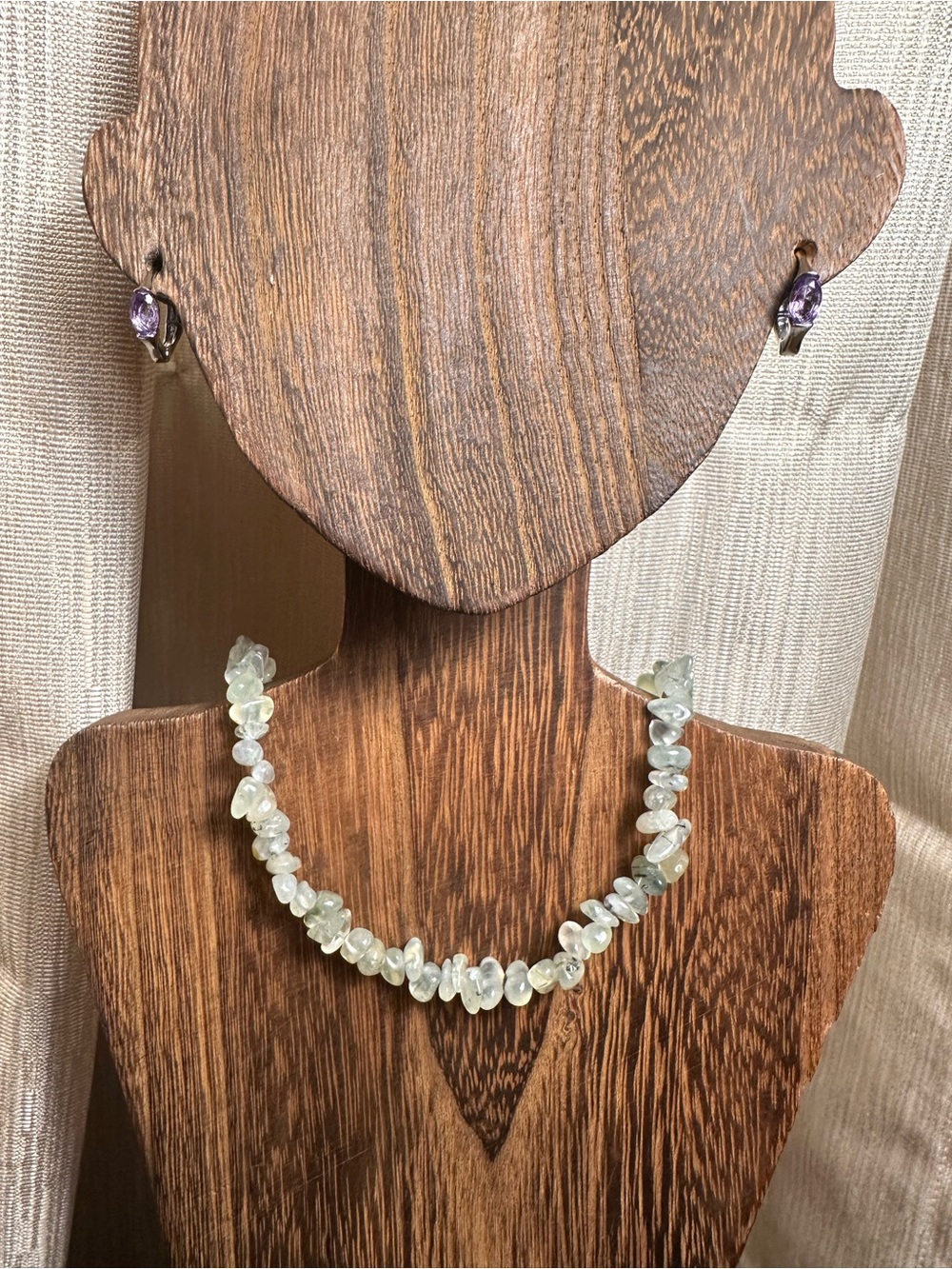 Light Green Prehnite Crystal Chips Necklace - Rutile and Green - Picture 7 of 7